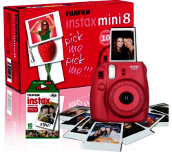 FUJIFILM  Instax Mini 8 Instant Camera & 10 Shot Bundle - Raspberry